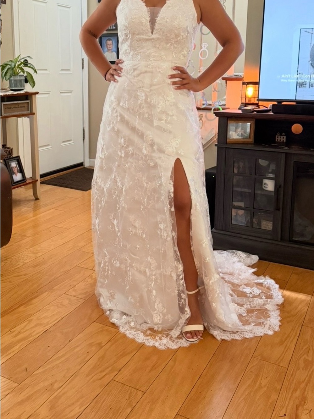 Floral lace wedding dress